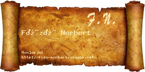 Főző Norbert névjegykártya
